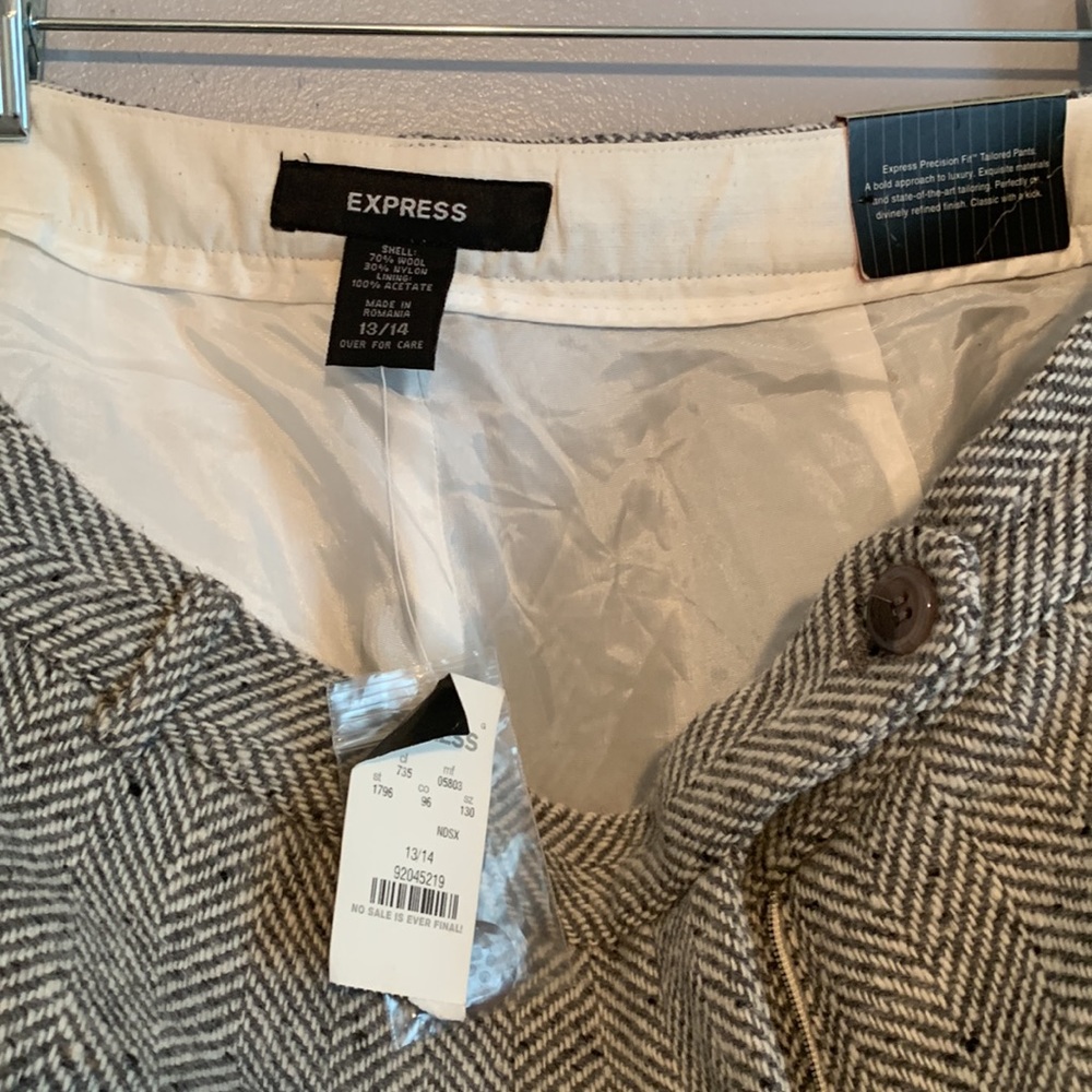 NWT Express Wool Wide Leg Pants Herringbone - Picture 4 of 5